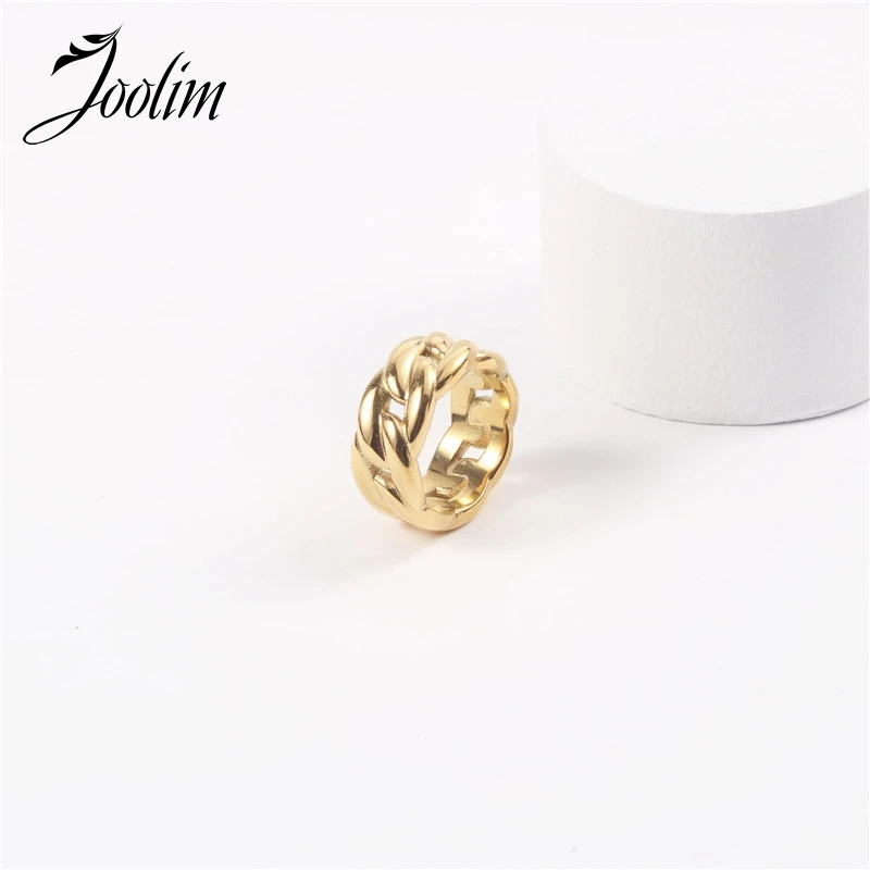 

Joolim Jewelry High End Pvd Plated Finish Wholesale Non Tarnish Vintage Link Chain Cross Stainless Steel Finger Rings For Women