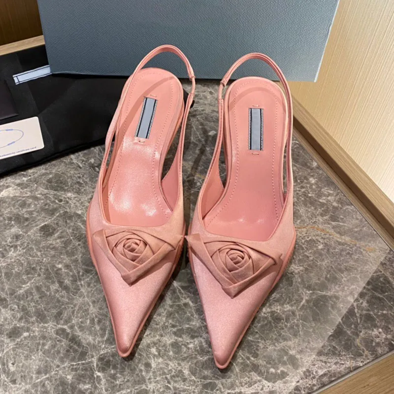 

Women Sandals Luxury Brands Summer Breathable High Heels Fashion Ladies Girl Flower Pink Modern Designer Shoes