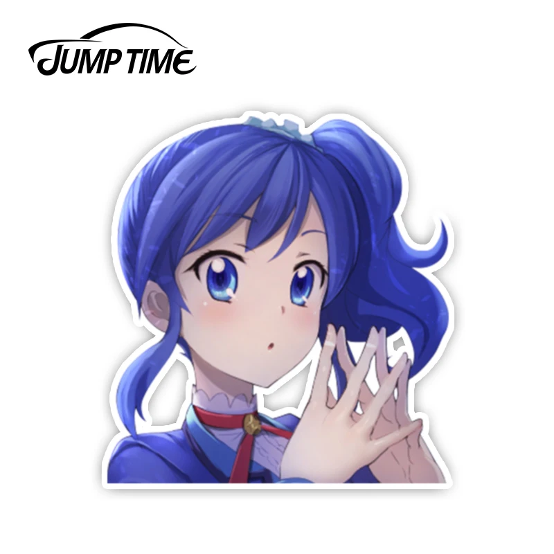 Время скачка 13 см x 12,2 см автомобильные наклейки аниме Aikatsu! Забавная наклейка Peeker, стикер для стайлинга автомобиля, водонепроницаемая графика Kawii для автомобильного двигателя
