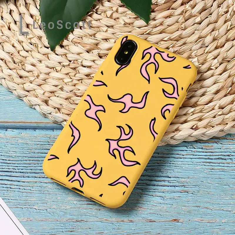 

Fashion Flame Fire Phone Case Candy Color for iPhone 11 12 mini pro XS MAX 8 7 6 6S Plus X SE 2020 XR