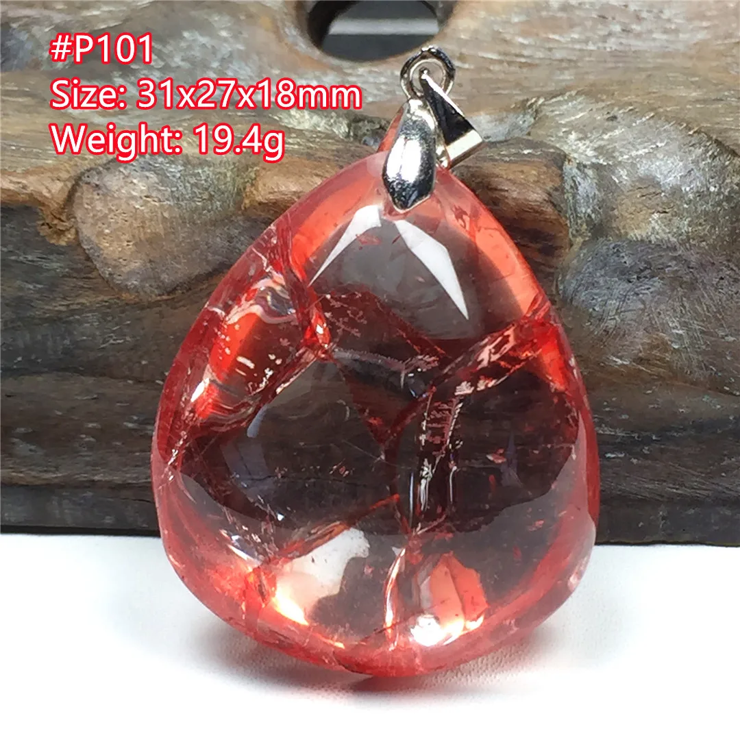 

Natural Red Limonite Phantom Quartz Pendant Jewelry For Women Men Luck Love Gift 31x27x18mm Beads Crystal Silver Gemstone AAAAA