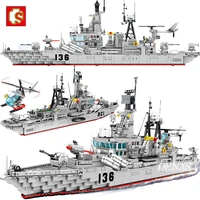 sembo moc military china 956 destroyer navy aircraft army warship large model building blocks construction children boy toy gift