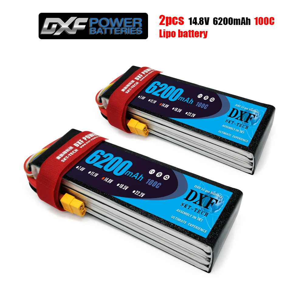 

DXF 4S 14.8V 6200mah 100C-200C Lipo Battery 4S XT60 T Deans XT90 EC5 For FPV Drone Airplane Car Racing Truck Boat RC Parts