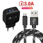 Зарядное устройство для Samsung, 18 Вт, адаптер для быстрой зарядки honor для galaxy A10, Xiaomi Redmi 9C, 9A, 6A, 4X, кабель для зарядки Micro USB