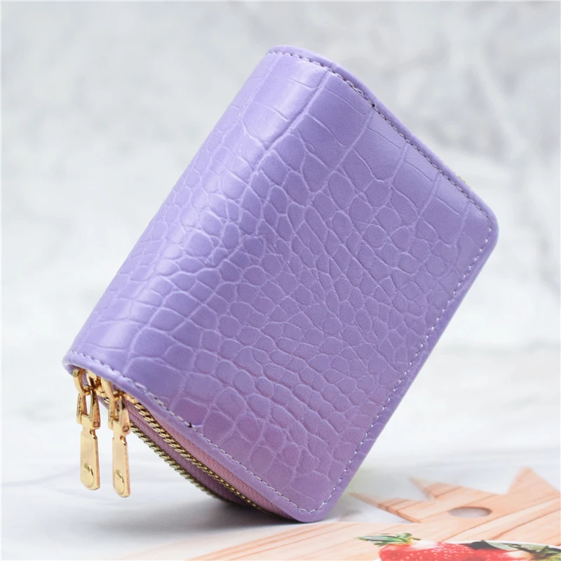 Визитница женский с двойной молнией кошелек из искусственной кожи держатель для