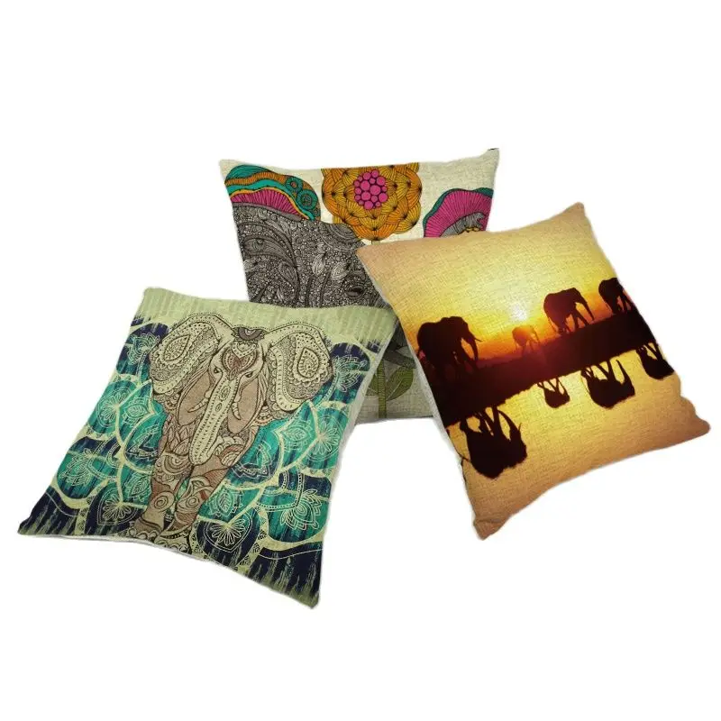 Геометрический Слон Мандала статуя розы Toss чакра наволочки живописный закат