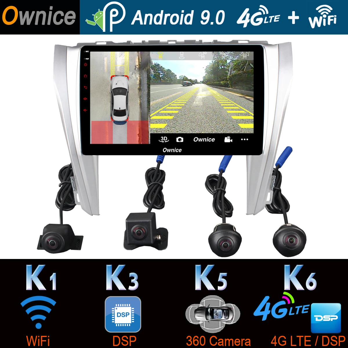 Автомобильный мультимедийный плеер 360 ° панорамный Android 9 0 4 64G GPS навигация Радио