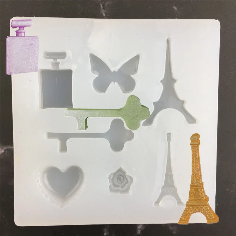 DIY клей силиконовые аксессуары плесень труба Эйфелева башня ключ бабочка любовь
