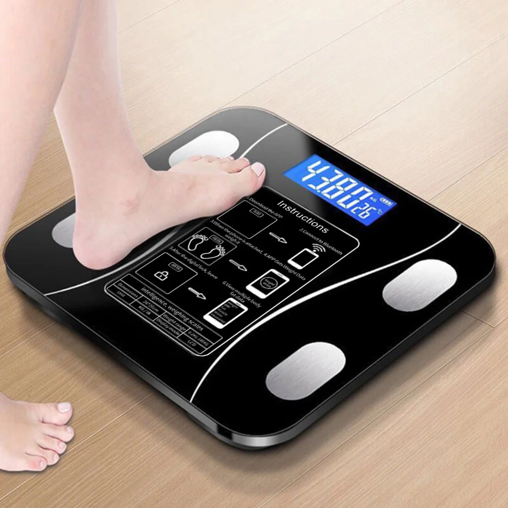

Bluetooth Body Fat Scale BMI Scales Smart Wireless Digital Bathroom Weight Scale Body Composition Analyzer Weighing Scale