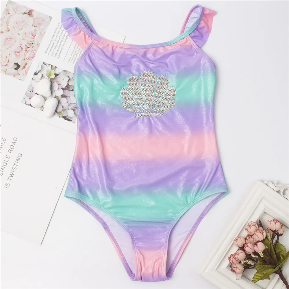 

2021 3-16Years Girls Swimsuit Brand New Summer Children Girls One Piece Swimwear Swimsuits Beachwear Bathing Suits Monokini A364