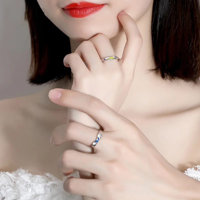 Романтическое кольцо с Луной солнца серебряное цирконом для влюбленных пар