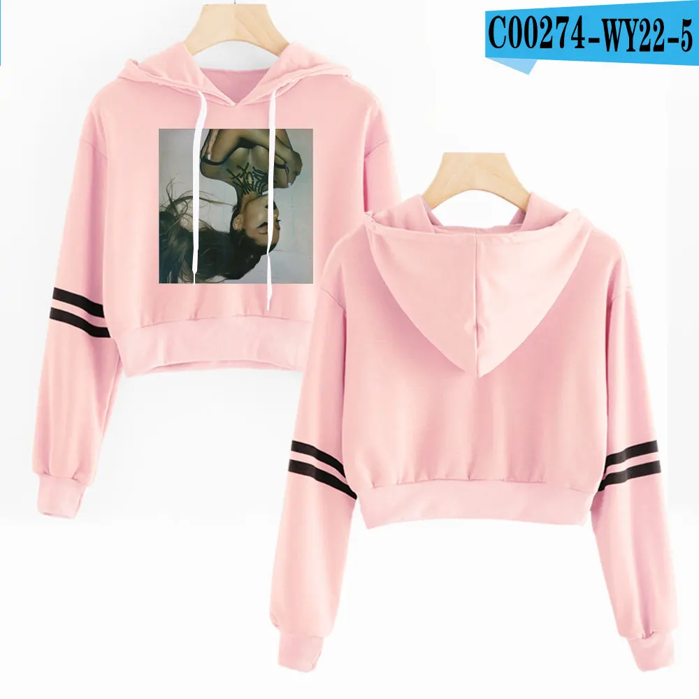 pink Ariana Grande Album Толстовки корейский укороченный Топ Толстовка Женская Harajuku розовая укороченная толстовка женская кавайная одежда хип-хоп - Цвет: pink