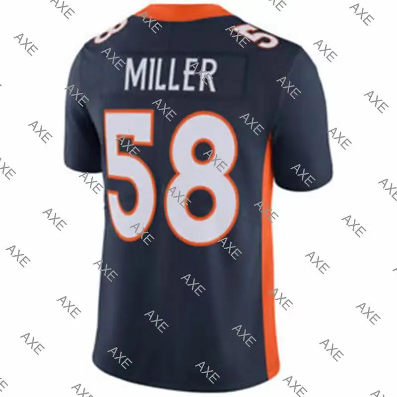

Customized Stitch Embroidery Letters American Football Jersey denver 58 Von Miller Orange Navy Blue Men's Limited Jersey