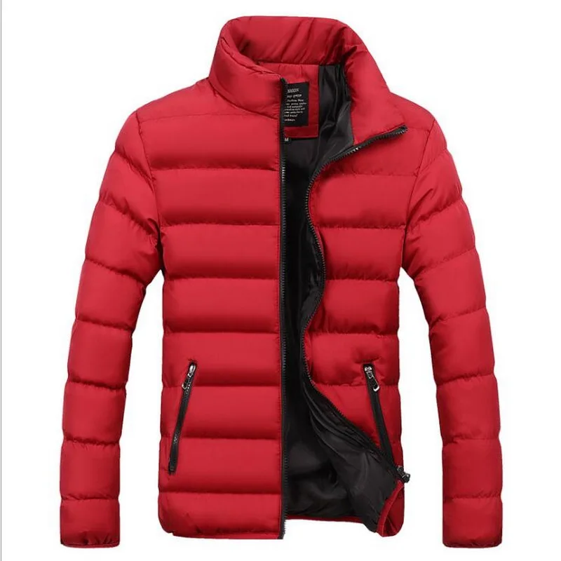 Men Parka Cotton Padded Winter Jacket Men Warm Jacket Solid Zipper Thick Coat Winter Warm Outwear Brand Coat