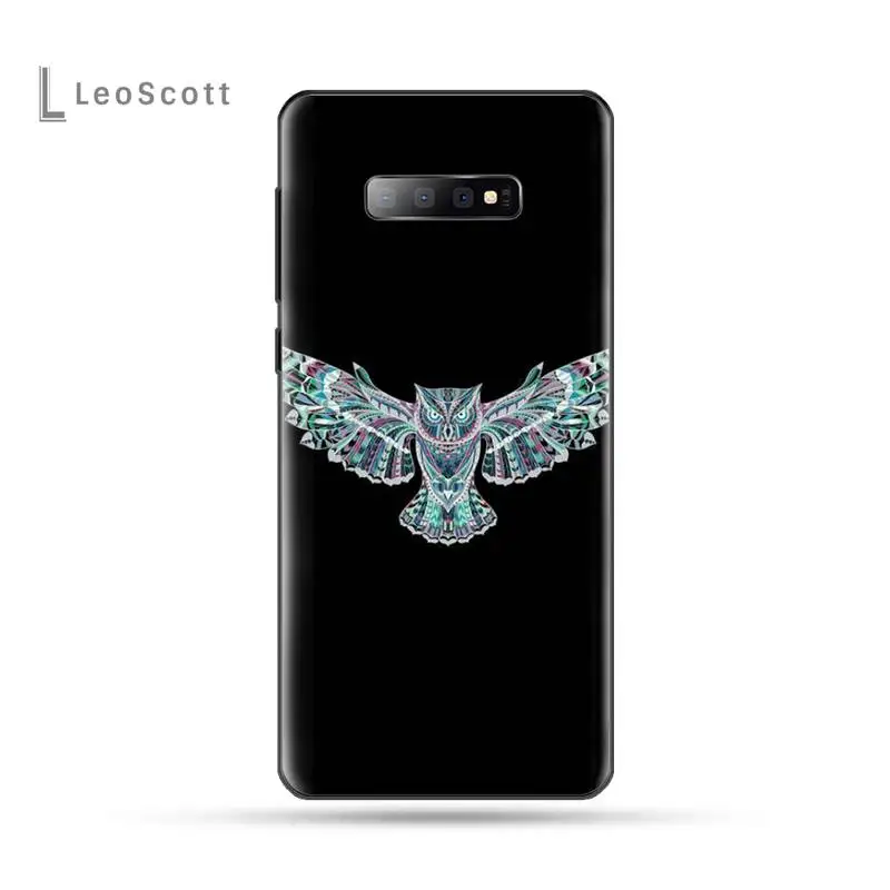 Черный чехол из ТПУ с рисунком Совы и животных для Samsung Galaxy S5 S6 S7 S8 S9 S10 S10e S20 edge plus