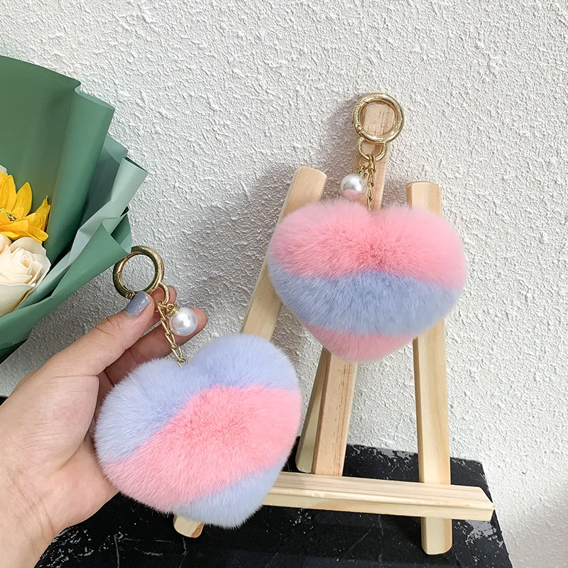 Высота каблука 10 см пушистым помпоном из меха кролика брелок для ключей с