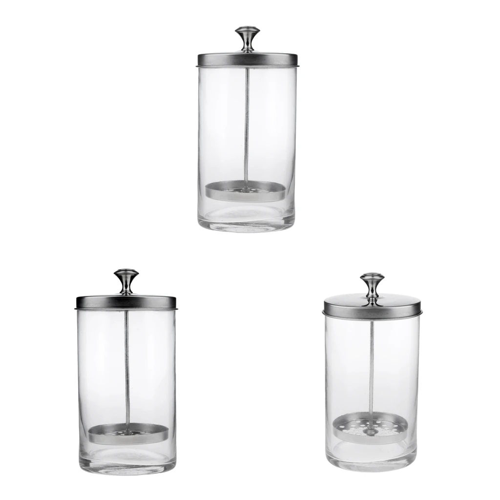 

3Pcs Clear Sanitizer Glass Jar For Hair Styling Tools Salon S