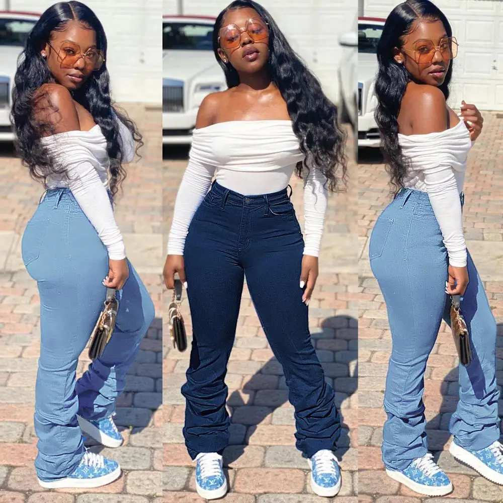 

Simple large jeans hot-selling flared pants women high waist jeans women pile jeans women slim jeans women casual flared jeans