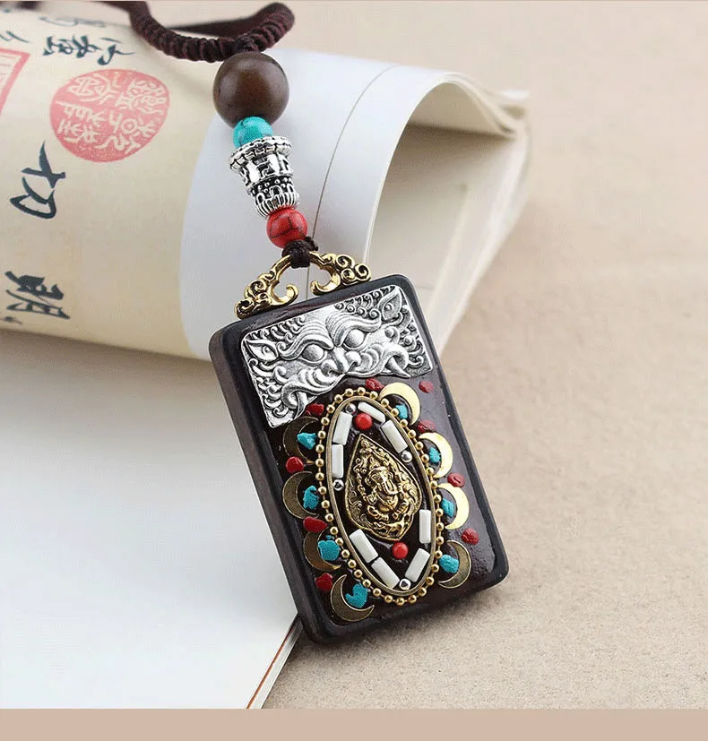 Vintage Nepal Long Buddhist Buddha Elephant Bodhi Pendant &amp Necklace Ethnic Bohemian Boho Lucky Jewelry for Women Men | Украшения и