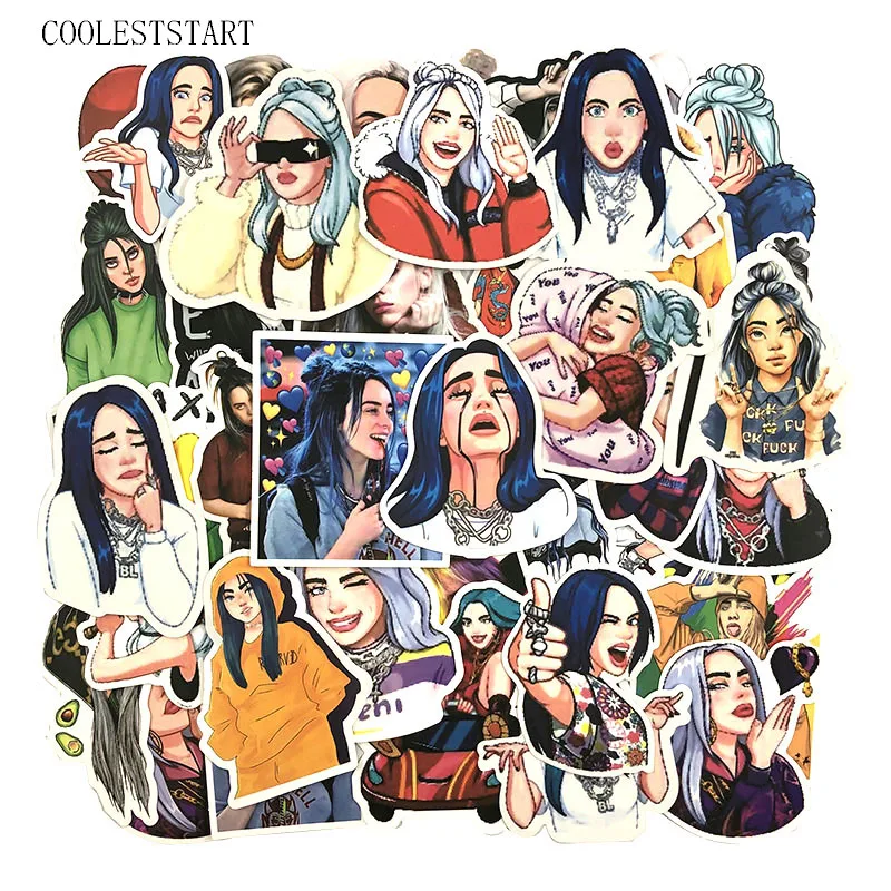 50 шт./компл. Billie Eilish наклейки Bad Guy для холодильника мотоцикла скейтборды ноутбук багаж Pegatinas велосипед игрушка