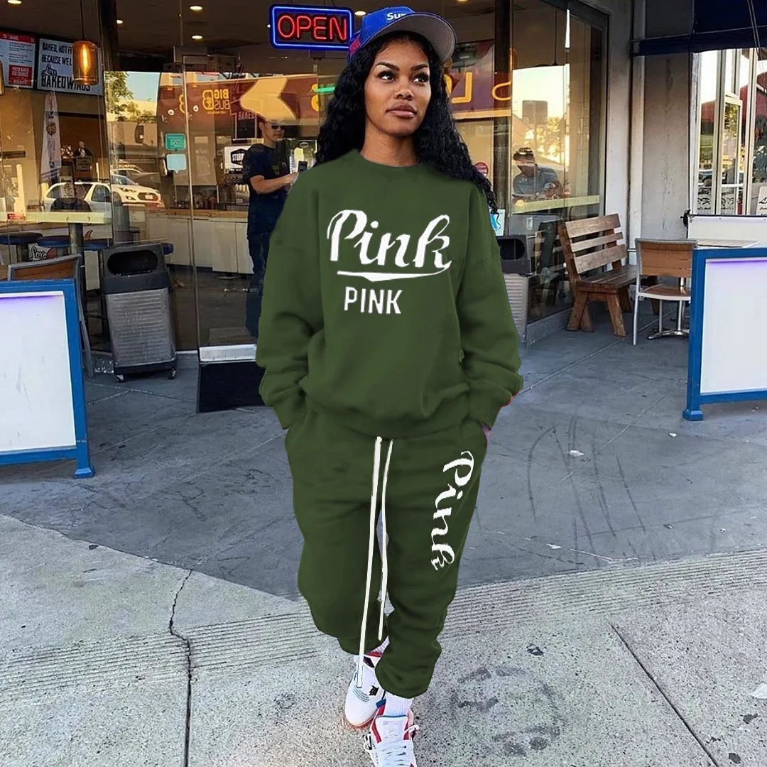 

SONDR Spring Autumn Long Sleeve Letter Printed Women 's Hoodie Round Neck + Leisure Pencil Pants Sports Suit