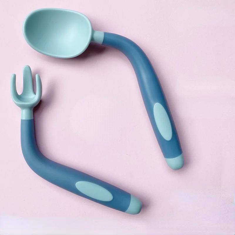 

Twisted Baby Food Supplement Baby Spoon Fork Bendable Cutlery Set Children's Meal Training Baby Fork Spoon Tableware