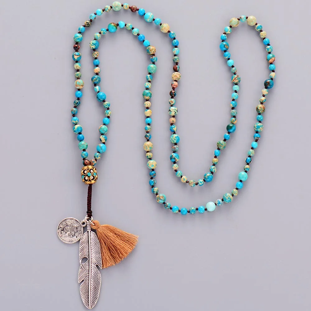 Женское Ожерелье в стиле бохо ожерелье из натурального камня антикварное с