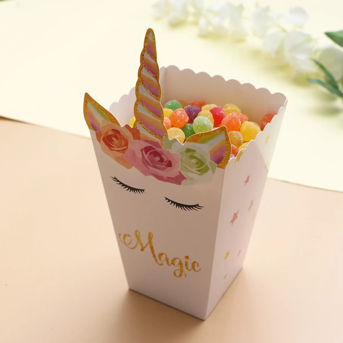 36 шт. мультяшный Радужный Единорог попкорн мешочки принадлежности для праздника