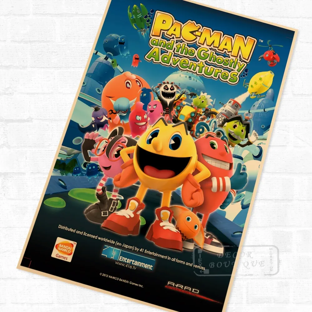 Pacman Приключения винтажные видеоигры пропагандистский постер Ретро Картина на