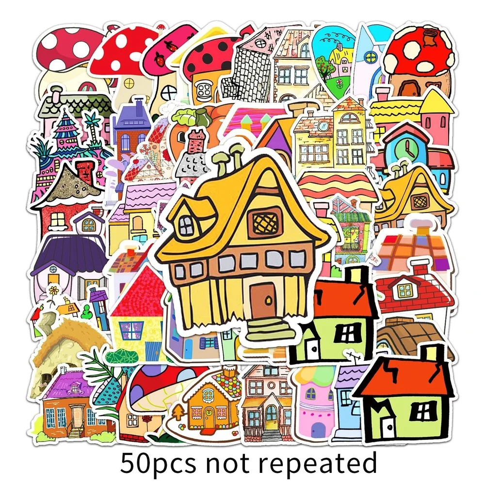 

10/50Pcs Creative Cute House Stickers Special-shaped Cartoon Stickers DIY Scrapbooking Dairy Sticker Decoration Stationery Toys