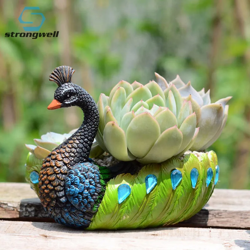 Креативные суккуленты Strongwell цветочные горшки с павлином статуэтки сказочные