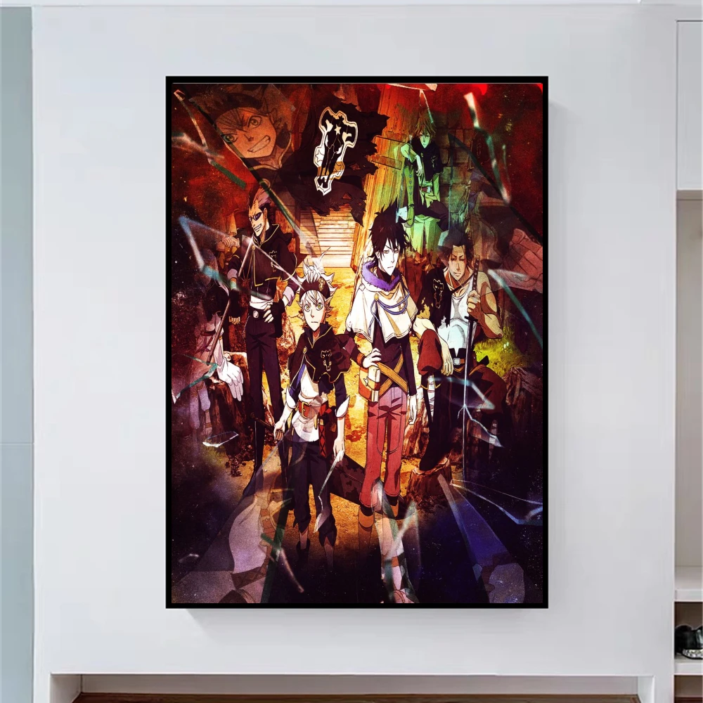 Короткая футболка с героями из японского аниме рисунок плакат черный клевер wall art