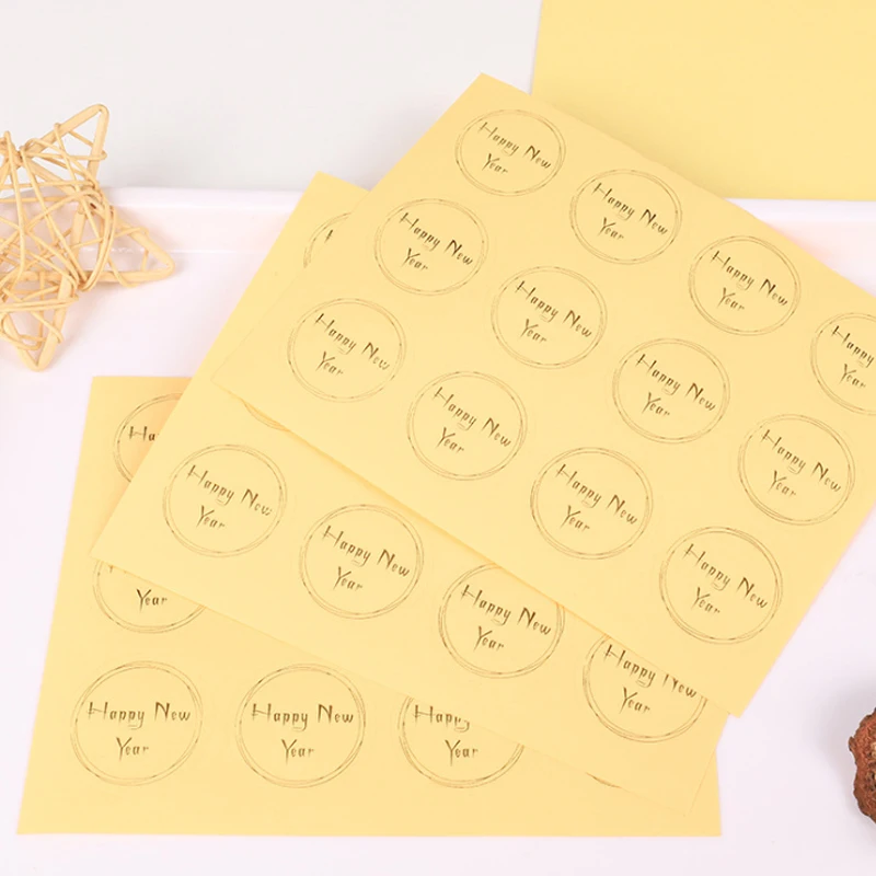 

100pcs/pack New Arrival transparent happy new year Stickers Baking DIY Gift Seal Stickers