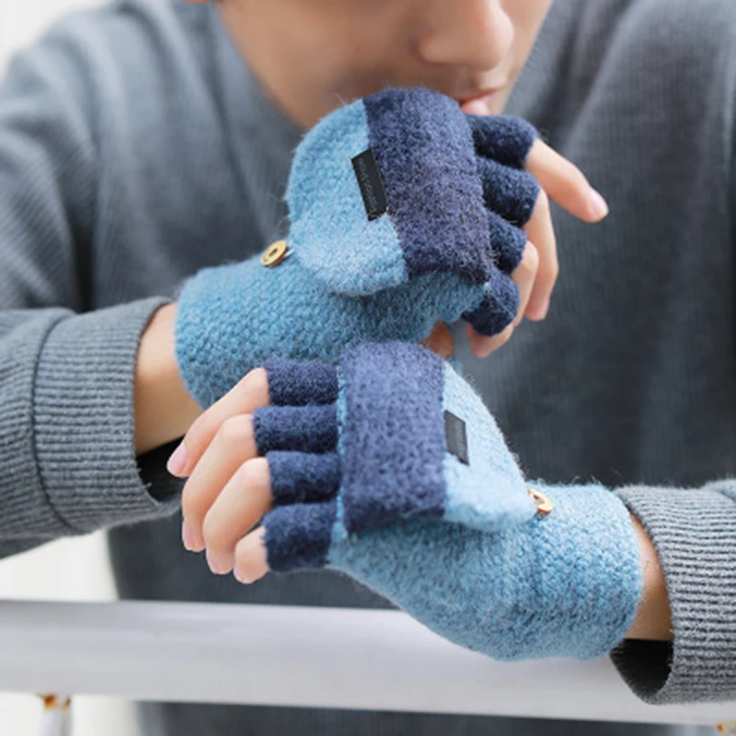 HO KLOSS варежки мужские перчатки без пальцев зимние пара мужчин утолщение