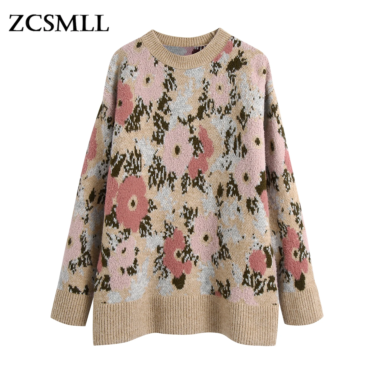 

Женский свободный жаккардовый свитер средней длины с рукавом летучая мышь