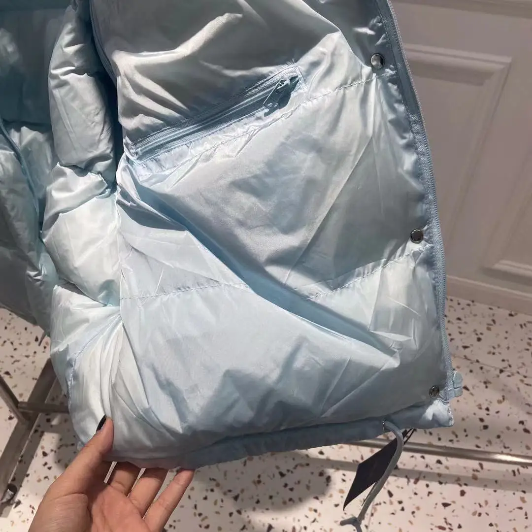 Зимняя женская дизайнерская куртка-пуховик с гусиным пухом со стоячим