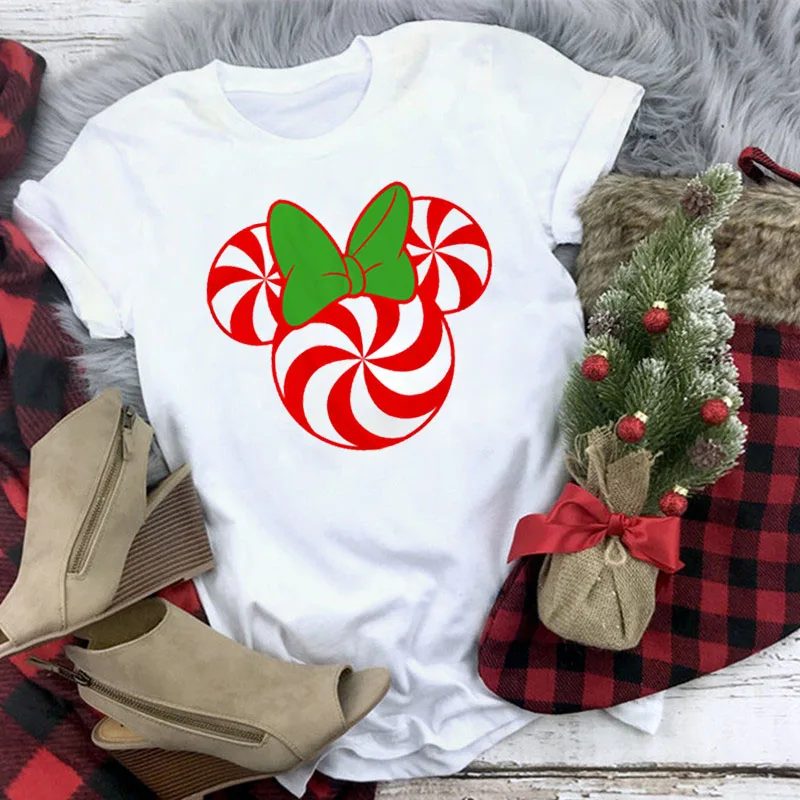WT0315-White Рождественская футболка Для женщин T рубашки для мальчиков Модные Графический милый каваи Hipster футболка Micky женский Camiseta Mujer - Цвет: WT0315-White