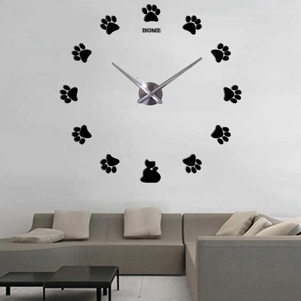 Большие 3D настенные часы современный дизайн бесшумные акриловые зеркальные