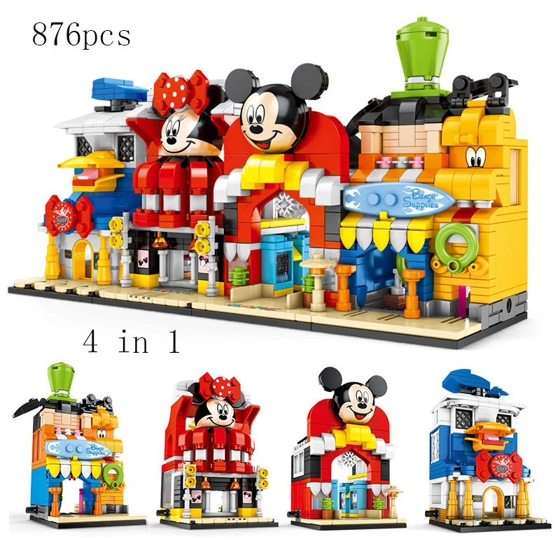

Disney Assembled Building Blocks Mickey Donald Duck Disney Street View House Children's Birthday Toy Gift