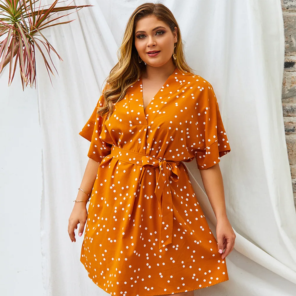 

Платье женское в горошек, пикантный Повседневный свободный сарафан-футляр, модная уличная одежда, большие размеры, на лето