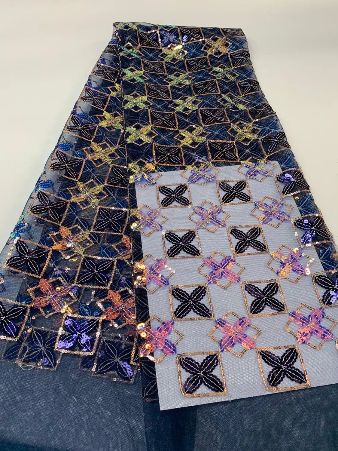 Нигерийская кружевная ткань 2020 Высококачественная с блестками розовое Тюлевое