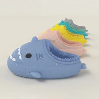 cute cartoon 3d shark patterns childrens waterproof slippers for 2021 winter new fashion warm plush eva ultralight unisex slide
