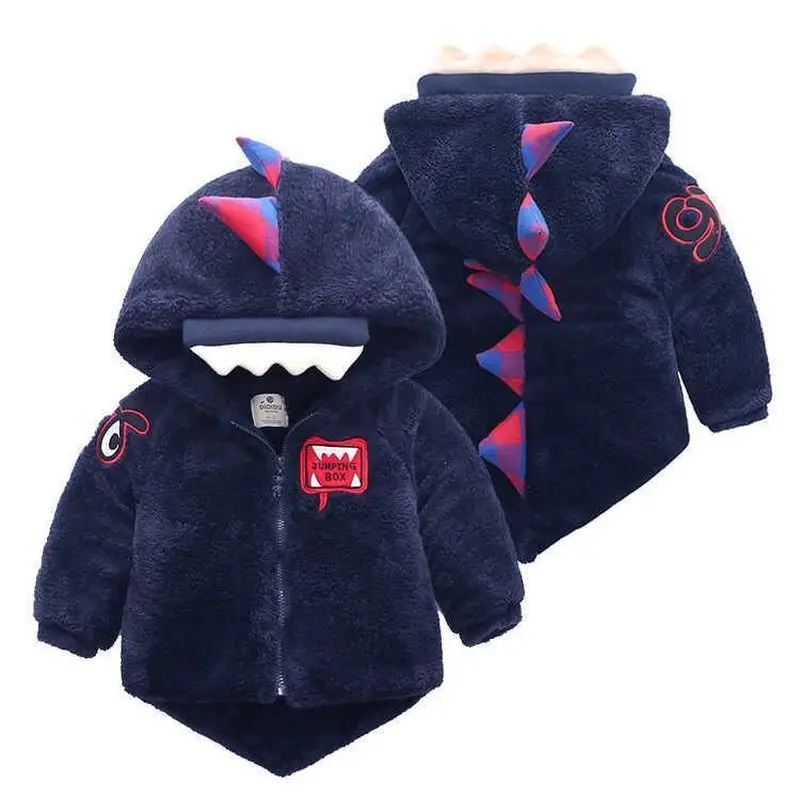 

Children's Dinosaur Wool Cotton-padded Coat Warm Fleece Boys and Girls Clothes 1-7 Years Old Thickened Autumn/Winter Kids Coat