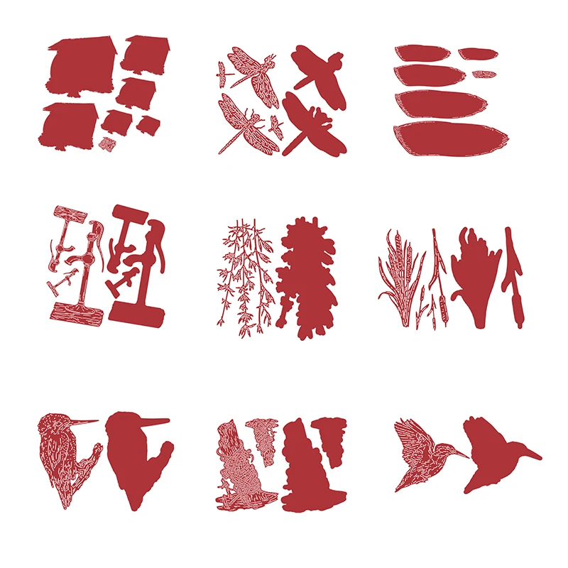 

2021 New Nature's Corndog Overgrown Weeds House Boat Stump Bird Dragonfly Metal Cutting Dies Set Diy Scrapbook Diary Decoration