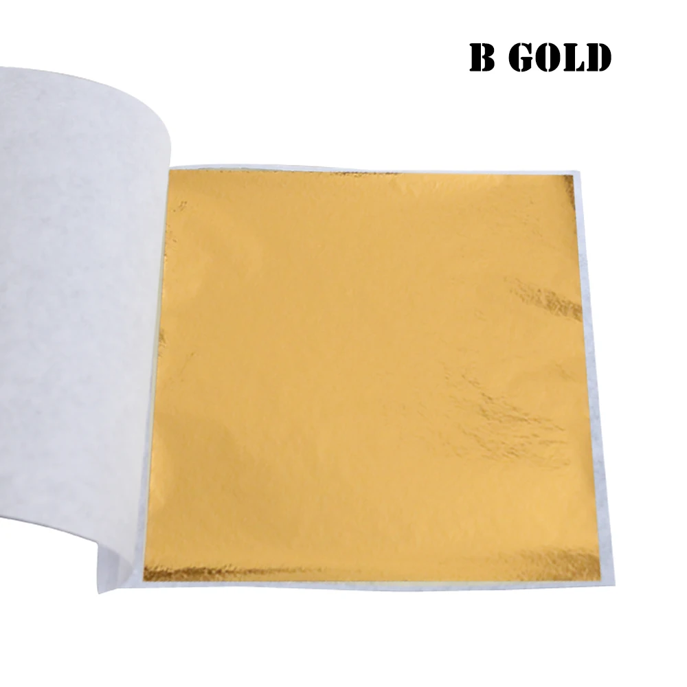 B Gold 10 шт., листы из искусственного золотого листа, бумага из фольги, позолота для художественных работ, статуя, украшение для ногтей, цветная бумага из золотого листа, фольга 8X8,5 см - Color: B Gold