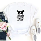 Йоркширского терьера, для мамы и для женщин с буквенным и собаки Графические футболки женские свободные повседневные топы футболки для девочек Kawaii одежда с открытыми плечами