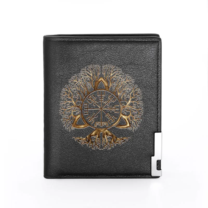 

Retro Norse Mythology Yggdrasill Printing Men Women Leather Wallet Billfold Slim Credit Card Pocket Short Purse Money Bag