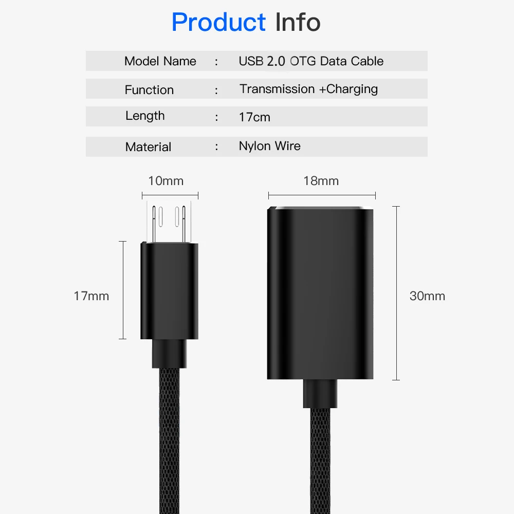 Micro USB OTG Cable Adapter Connector For Samsung S6 Tablet Android for Xiaomi Redmi Note 5 Phone | Электроника