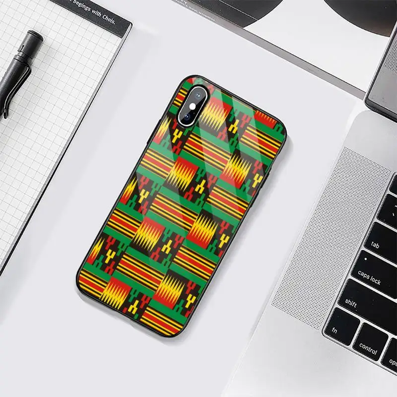 

African style fabric print Printing Phone Case Tempered glass For iphone 6 6S 7 8 plus X XS XR 11 12 mini PRO MAX