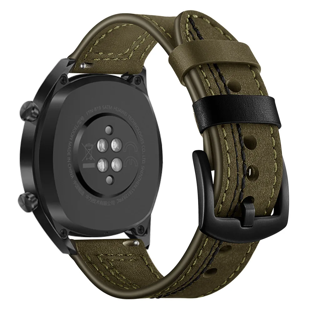 Кожаный ремешок в шовном стиле для Huawei Watch 3/Pro GT 2 46 мм браслет Samsung Galaxy 3 45 мм/46 22